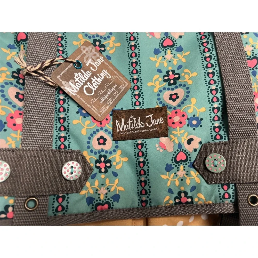 Matilda Jane Folklore Messenger Bag Teal Floral Yellow Polka Dot Diaper Tote Bag